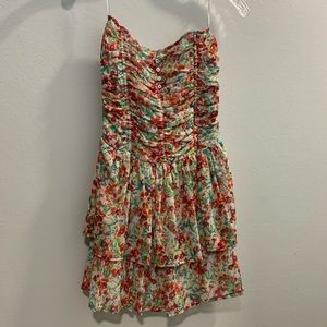 Bershka size S strapless floral short dress